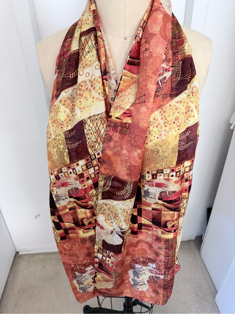 Made in Italy 100% Pure Silk Klimt Style Safari Scarf Ponte Vecchio